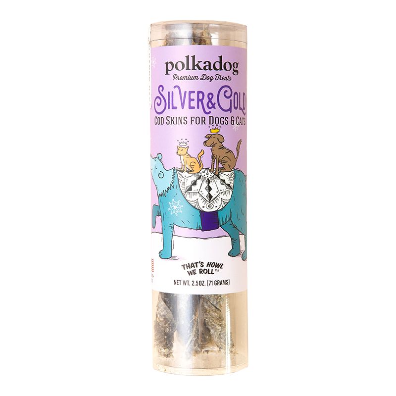 PolkaDog - Silver &amp; Gold Cod Skins Dog Treat 2.5oz