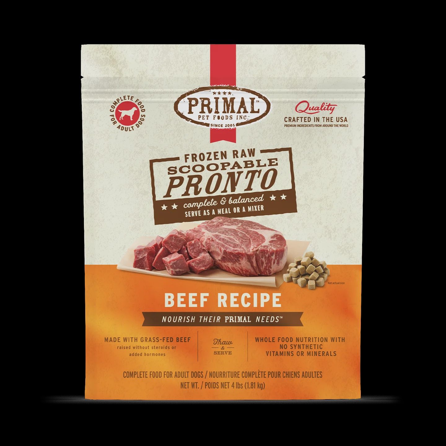 Primal - Frozen RAW Beef Pronto Dog Food / 4lb.