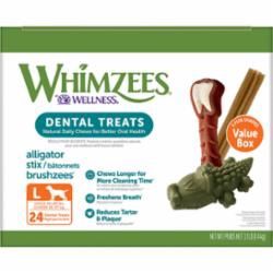 Whimzee -Value Box Dental Chews Natural Grain-Free Dental Dog Treats, Large, 24 count