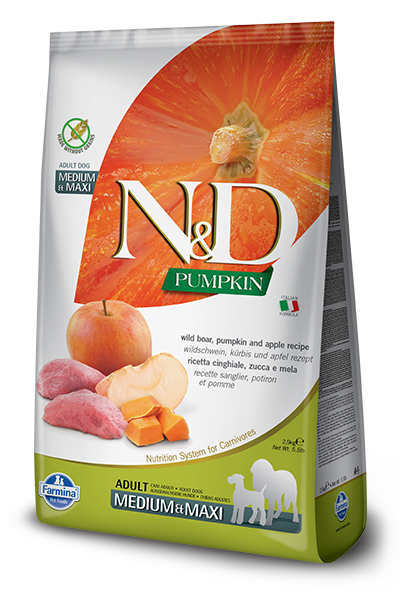 Farmina - N&amp;D PUMPKIN -  Boar Apple and Pumpkin Adult MED &amp; Maxi Dry Dog Food