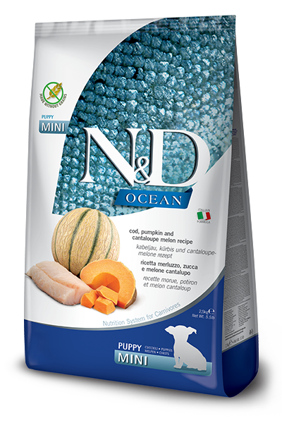 Farmina - N&amp;D Ocean Cod, Pumpkin Cantaloupe Mini Puppy Dry Dog Food 5.5lb