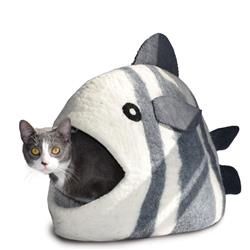 Karma Cat - Felt Cat Cave Fish White