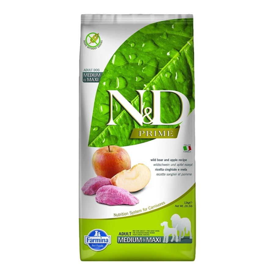 Farmina - N&amp;D Prime - Grain Free Boar Apple Med/Maxi Dry Dog Food 26.4#