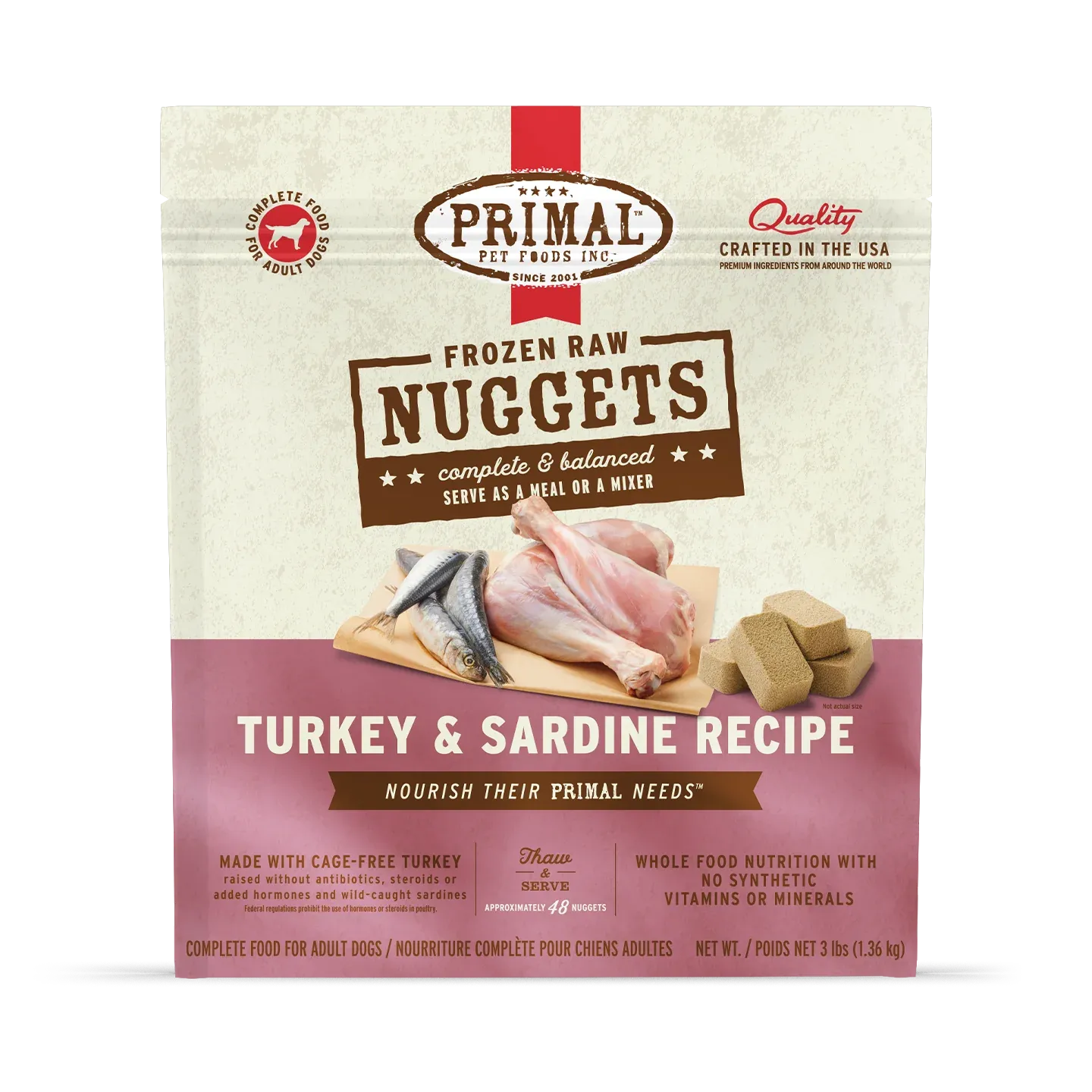 Primal - Turkey &amp; Sardine Formula Nuggets Freeze-Dried Dog Food, Size: 5.5 oz.