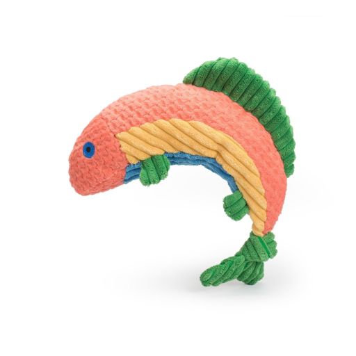 HuggleHounds - Plush Raucous Rainbow Trout Knottie  Dog Toy Small