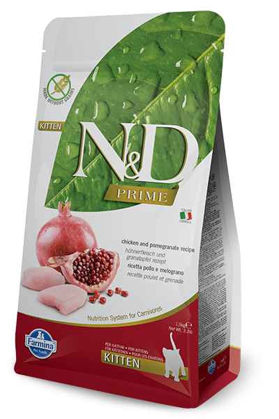 Farmina - N &amp; D PRIME Chicken &amp; Pomegranate Kitten Dry Cat Food, Size: 3.3 #