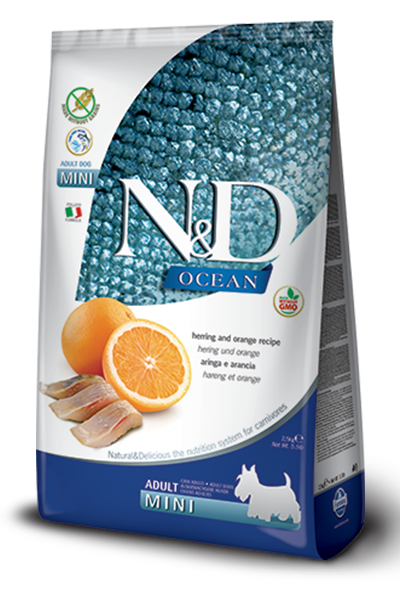 Farmina - N&amp;D OCEAN - Herring &amp; Orange MINI Adult Dry Dog Food, Size: 5.5 LB.