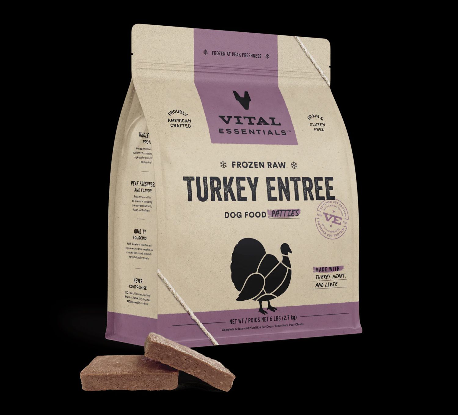 Vital Essentials - Turkey Patties RAW Dog Food, Size: 6#