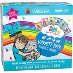 Weruva - BFF OMG Potluck O' Pouches Variety Pack Grain-Free Cat Food Pouches, 2.8-oz, pack of 12