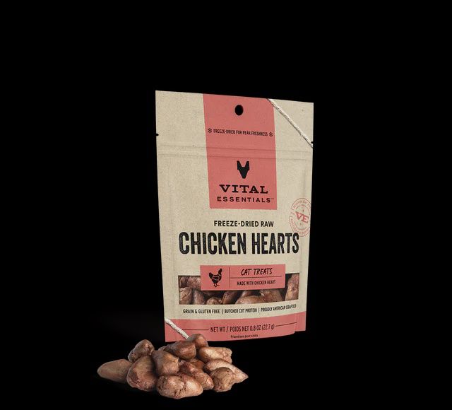 Vital Essentials - Chicken Hearts Freeze Dried Raw Cat Treats .8oz