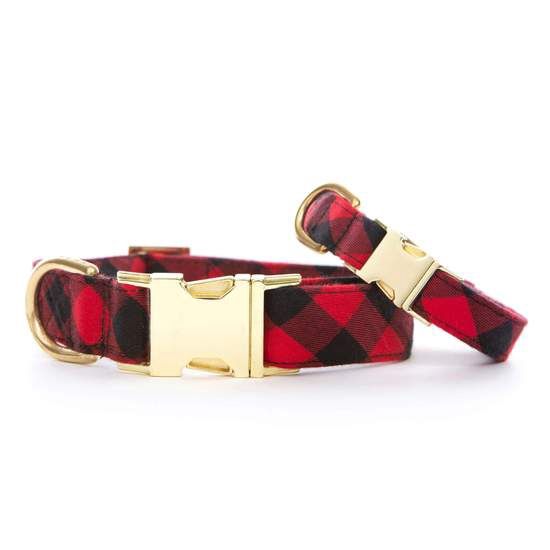 The Foggy Dog - Red &amp; Black Buffalo Plaid Dog Collar, Size: Small, color: Red &amp; Black Buffalo Plaid Check