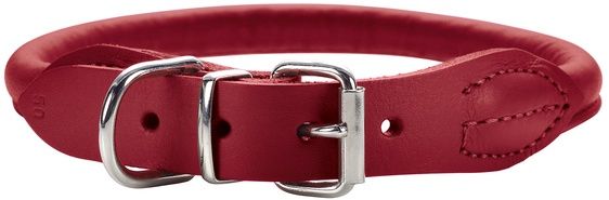 Hunter - Round Elk Leather Dog Collar - Red