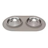 Messy Mutt - Double Silicon Cat Feeder, Colour: Grey