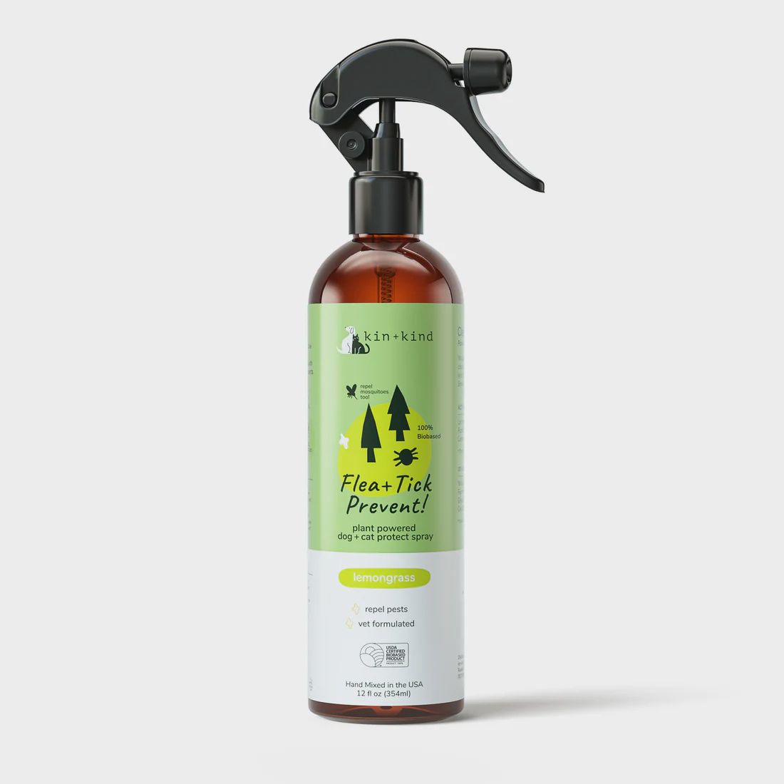Kin + Kind - Lemongrass Coat Spray for Dogs &amp; Cats (Flea/Tick) 12 oz.