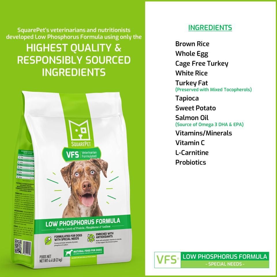 Square Pet - VFS (Veterinarian Formulated Solutions) Low Phosphorus Dog Food, Size: 4.4 #
