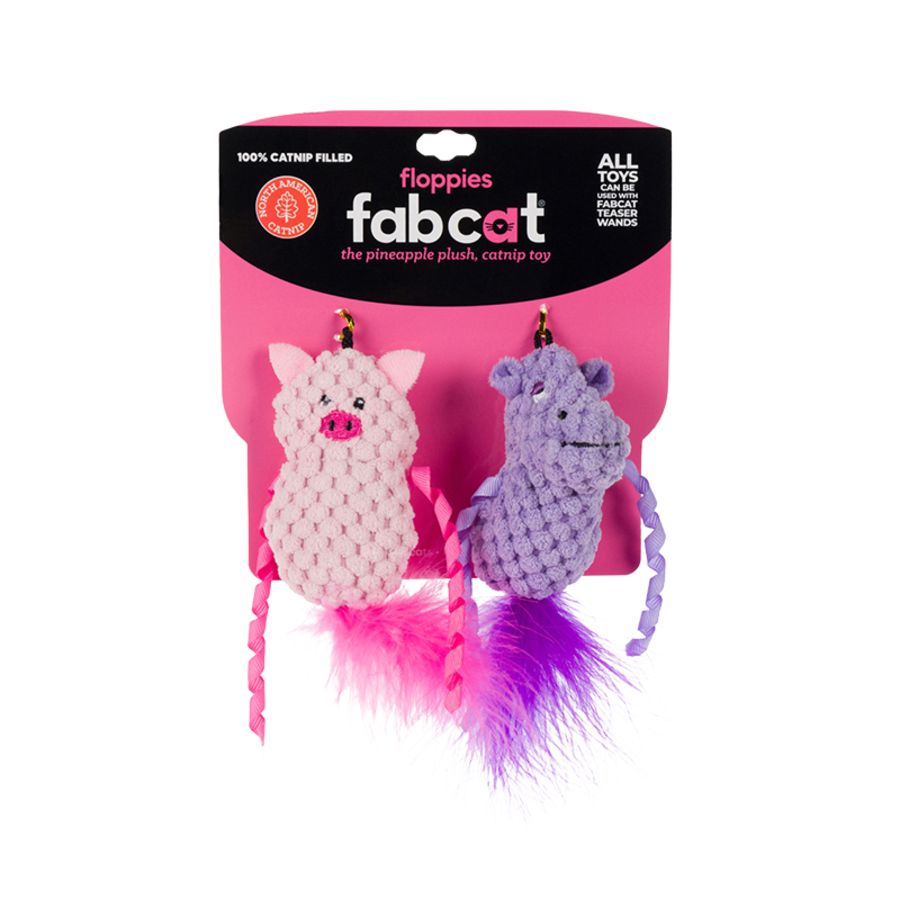 FabCat - Floppy Hippo &amp; Pig 2Pk Cat Toy