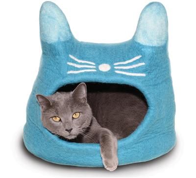 Dharma Dog Karma Cat - Wool Pet Cave, Cat Head, Turquoise