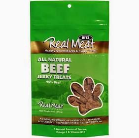 The Real Meat Company -  Small Bites Jerky Treats, Flavor: Beef, Size: 4 oz.