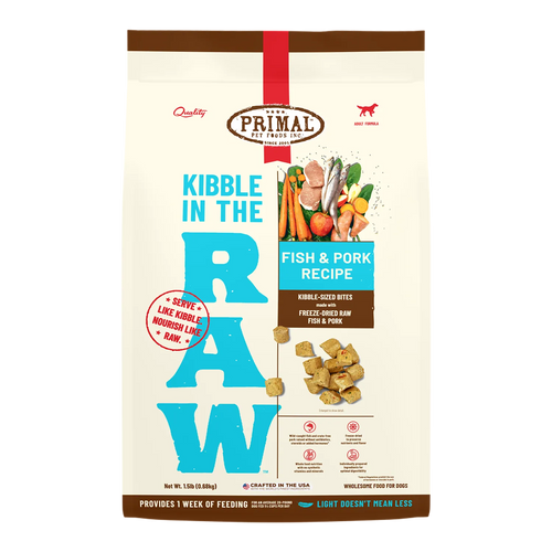 Primal - Kibble in the RAW  Fish &amp; Pork Recipe, Size: 1.5#