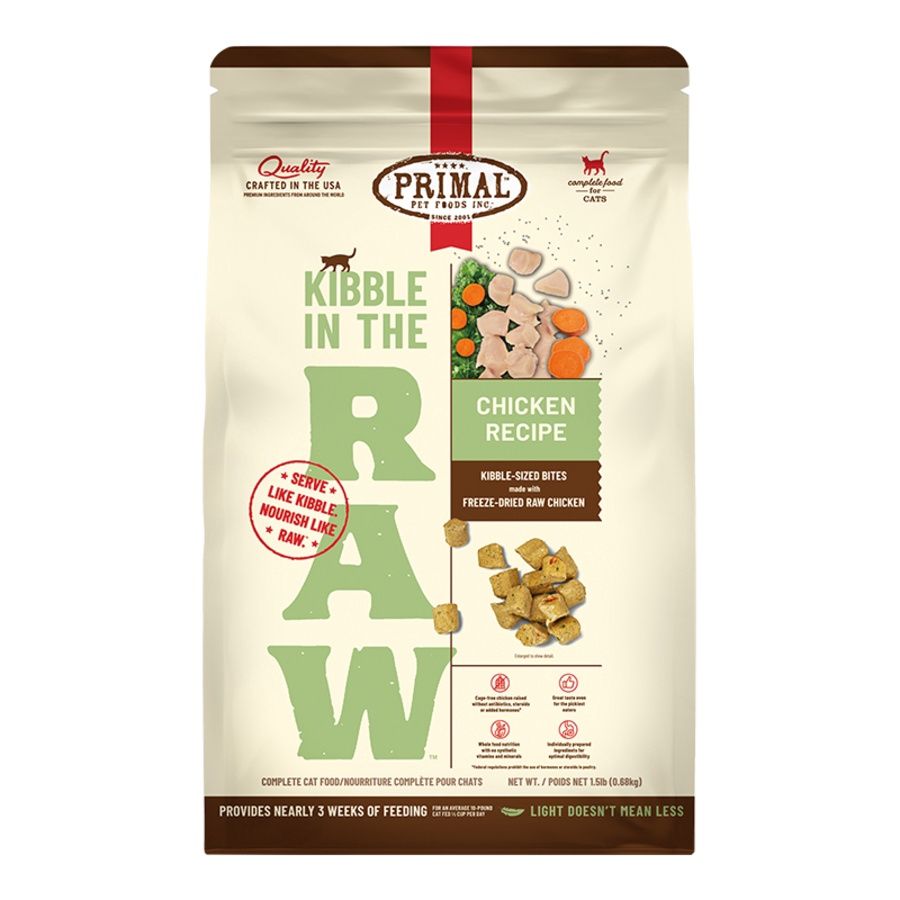 Primal - Kibble in the RAW Chicken Freeze Dried Cat Food, Size: 1.5 Lb