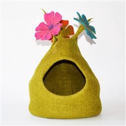 Karma Cat felt cave Bouquet - Green/multi