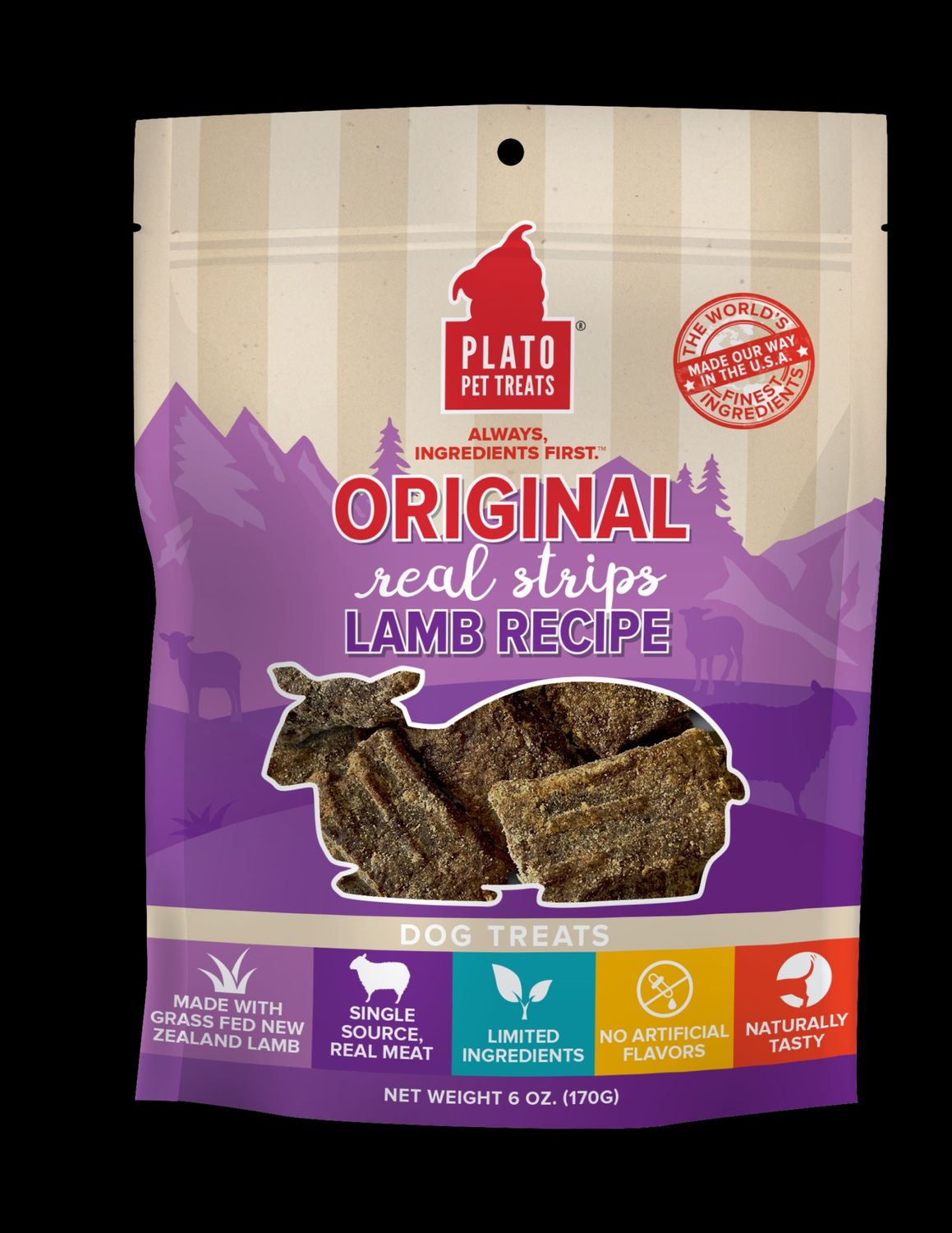 Plato - Lamb Real Strips 18 oz. Dog Treats