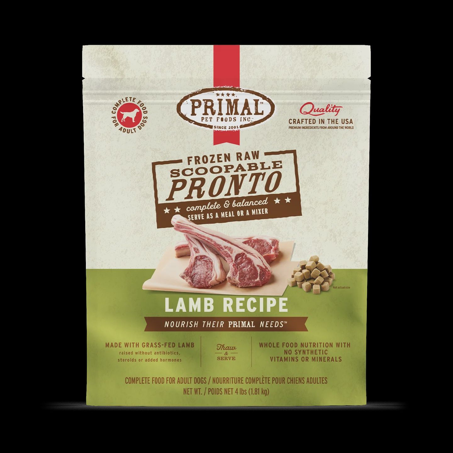Primal - Frozen Lamb RAW Pronto Dog Food / 4 lb.