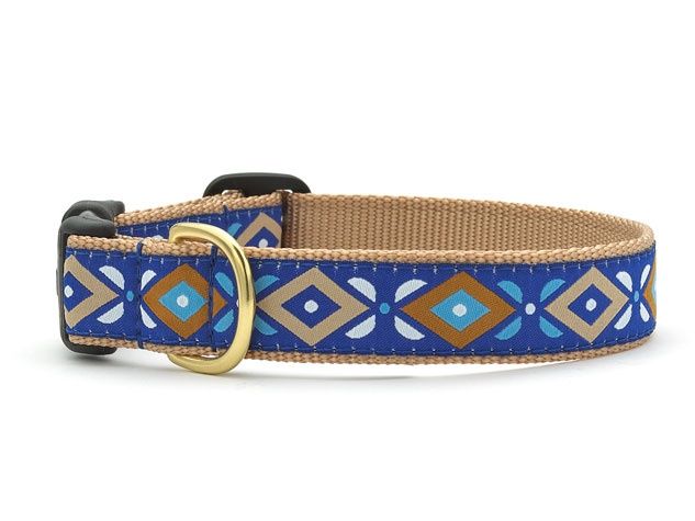 Up Country - Aztec Blue Dog Collar, Size: SM