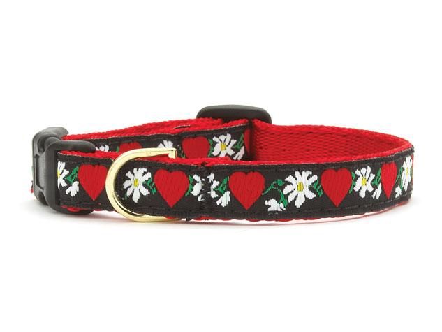Up Country - Hearts &amp; Flowers Narrow Dog Collar, Size: SM/Narrow