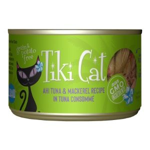 Tiki Cat - Luau Ahi Tuna &amp; Mackerel in Tuna Consomme Grain-Free Canned Cat Food, 6-oz/ Single Can, Size: 6.0 oz