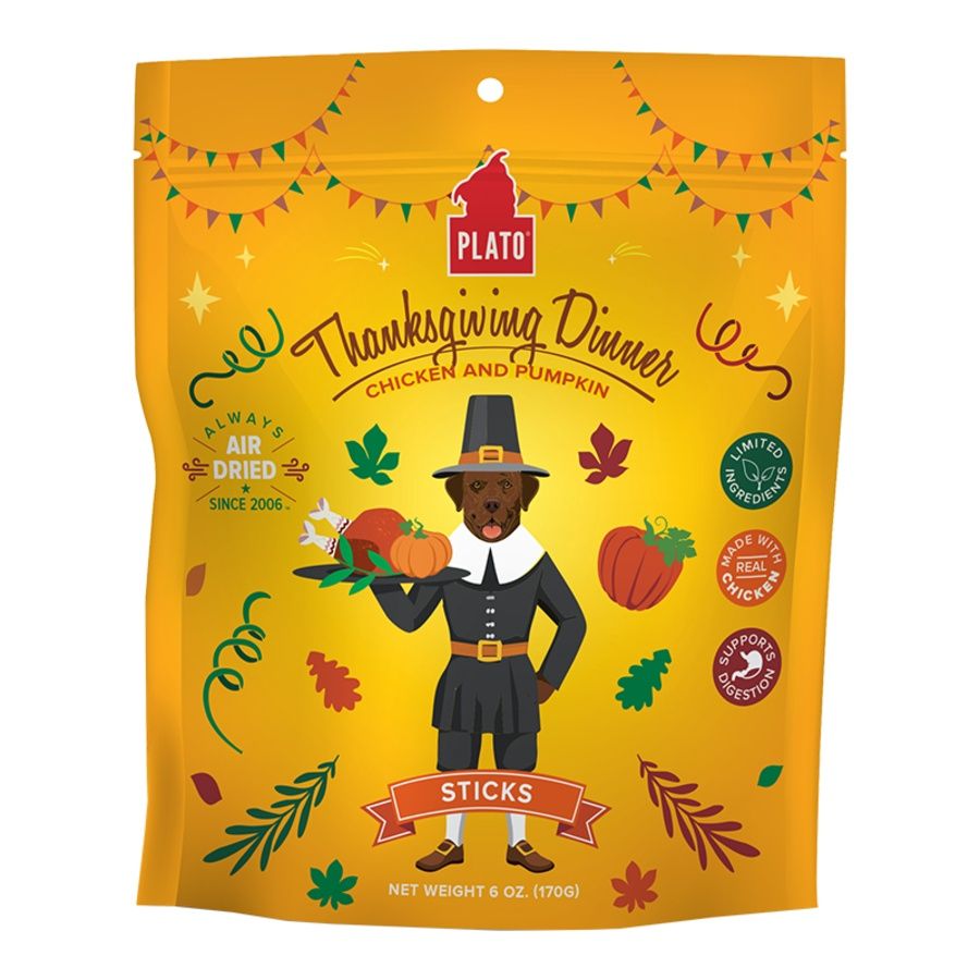 Plato - Thanksgiving Dinner Pumpkin and Chicken Sticks Dog Treats 6oz