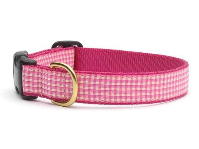 Up Country - Pink Gingham Narrow Dog Collar