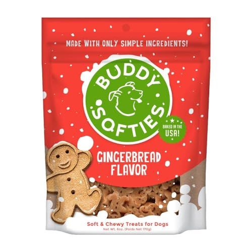 Buddy Biscuits - Holiday Gingerbread Soft and Chewy Dog Treats - 6oz