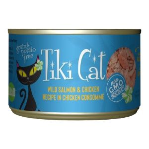 Tiki Cat - Luau Wild Salmon &amp; Chicken in Chicken Consomme Grain-Free Canned Cat Food, Size: 6.0 oz/ Single