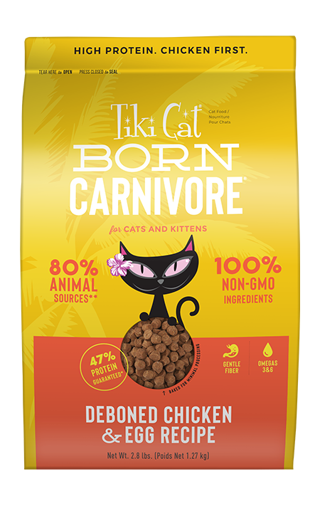 Tiki Cat - Born Carnivore Chicken &amp; Egg Grain Free Dry Cat Food, Size: 11.1#