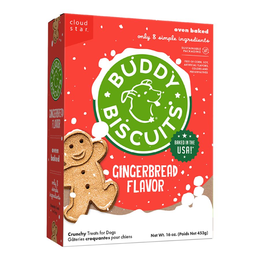 Buddy Biscuits - Holiday Gingerbread Crunchy Dog Treats 16oz