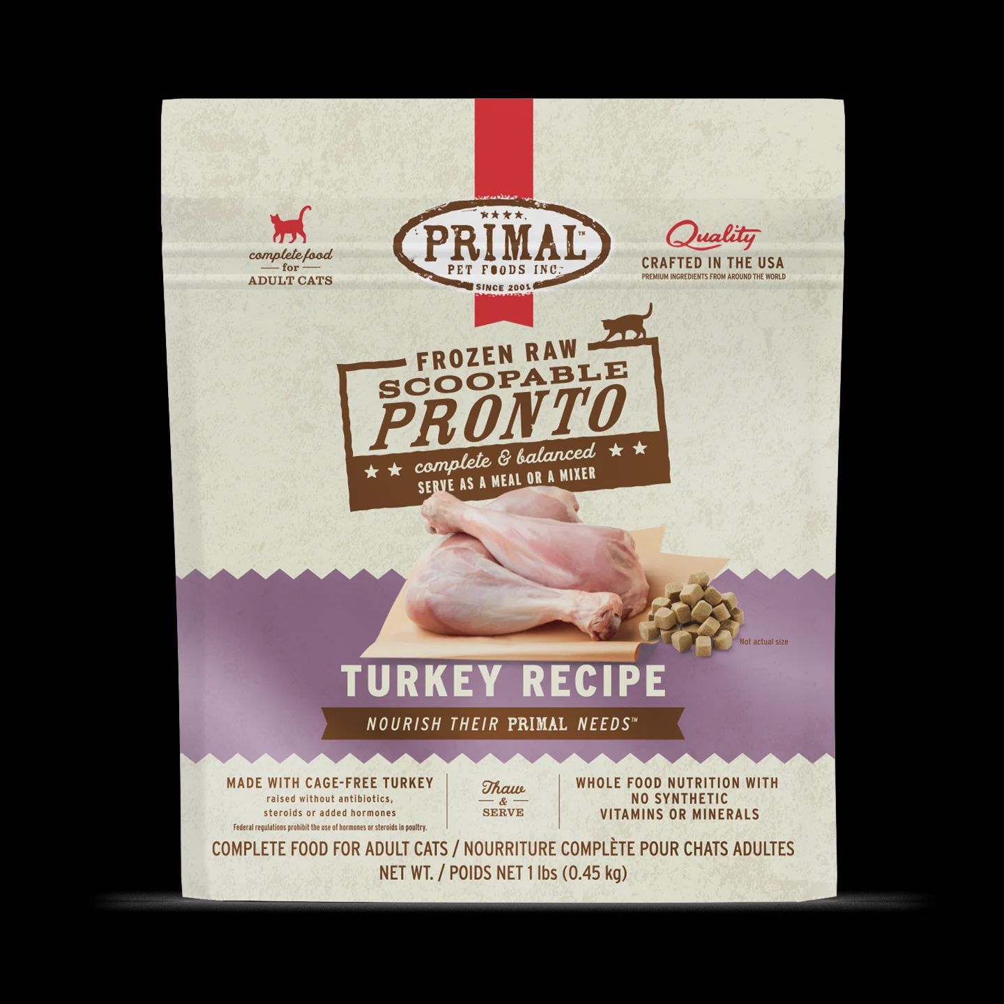 Primal - Turkey RAW Cat Food 1 lb Bag