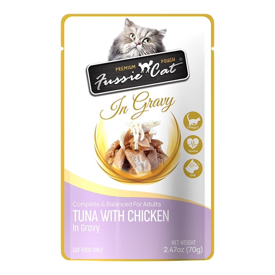 Fussie Cat (Case Pack) - Tuna with Chicken in Gravy Wet Cat Food 2.47 oz. Pouch / Box of 12