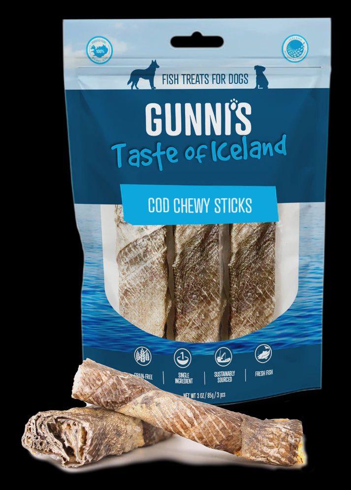 Gunni's - Cod Skin Chewy Sticks, Size: 8 " INDIVIDUAL STICK