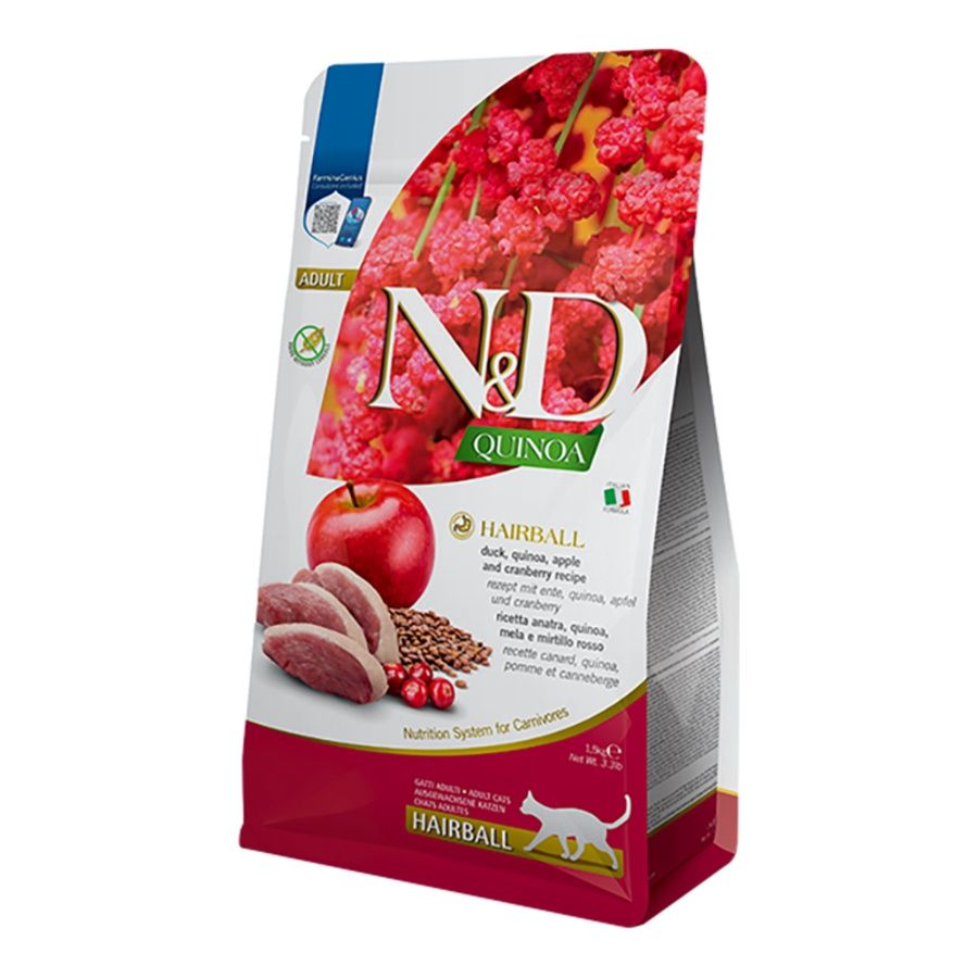 Farmina - N&amp;D Hairball Control Duck, Quinoa, Apple &amp; Cranberry Recipe