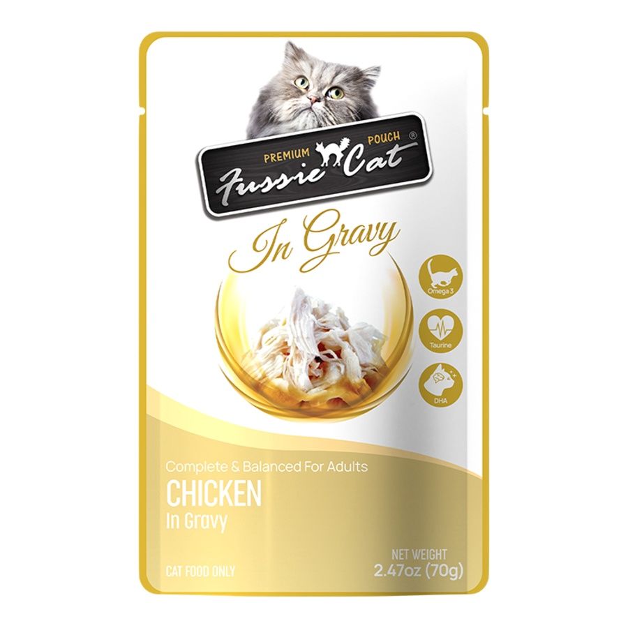 Fussie Cat (Case Pack) - Premium Chicken in Gravy Wet Cat Food, 2.47-oz pouch / Box of 12