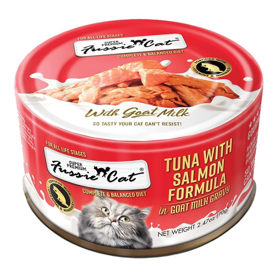 Fussie Cat (Case Pack) - Tuna With Salmon In Goat Milk Gravy Wet Cat Food 2.47 oz / Case of 24