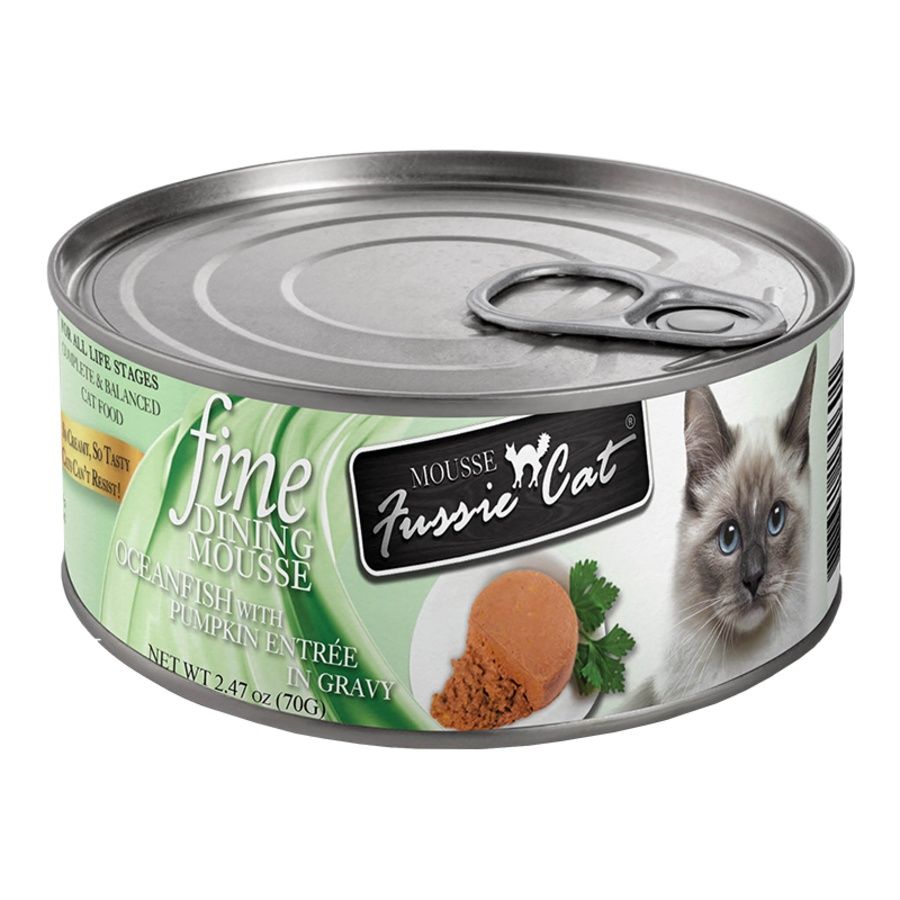 Fussie Cat (Case Pack) - Fine Dining Mousse Oceanfish with Pumpkin Entree Wet Cat Food, 2.47-oz / Case of 24