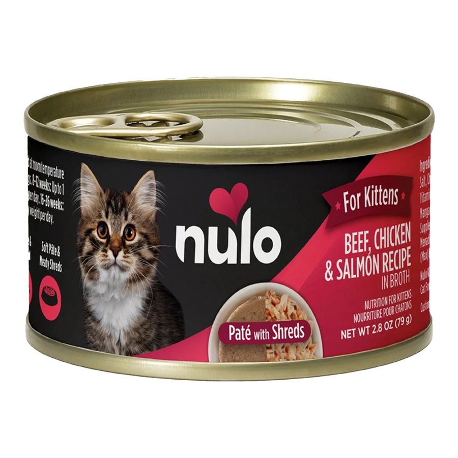 Nulo (Case Pack) - Kitten Beef, Chicken &amp; Salmon Pate with Shreds 2.8 oz / Case of 12
