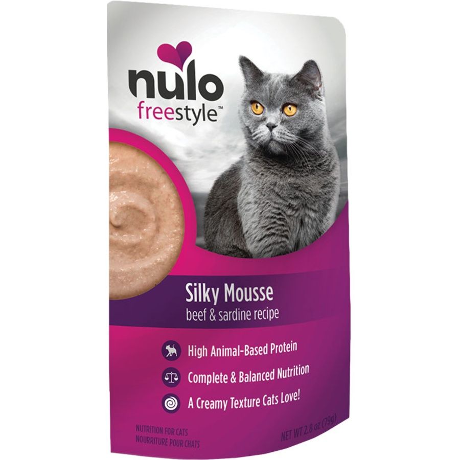 Nulo (Case Pack) - Freestyle Silky Mousse Beef &amp; Sardine Wet Cat Food 2.8oz Pouch / Box of 24