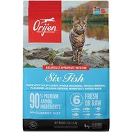 Orijen - Six Fish Grain-Free Dry Cat Food, Size: 4#