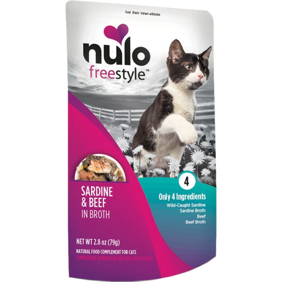 Nulo (Case Pack) - Freestyle Sardine &amp; Beef in Broth Supplemental Cat Food 2.8 oz Pouch / Box of 24