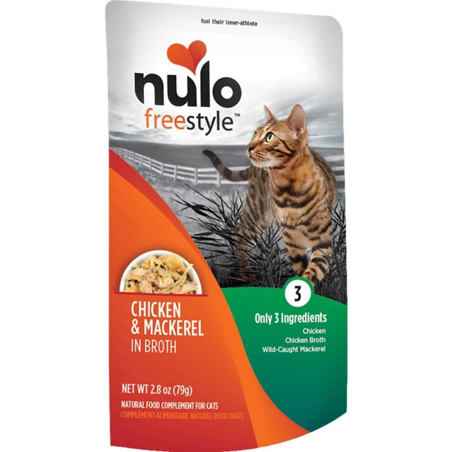 Nulo (Case Pack) - Freestyle Chicken Mackerel in Broth Cat Food 2.8oz Pouch / Box of 24