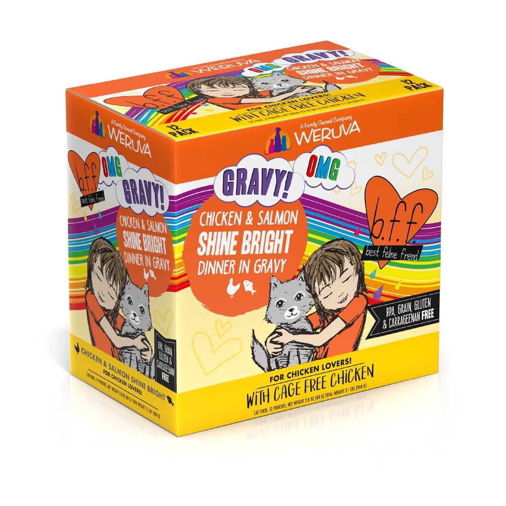 Weruva (Case Pack) - BFF OMG Shine Bright! Chicken &amp; Salmon in Gravy Wet Cat Food Pouches, 2.8-oz / Case of 12