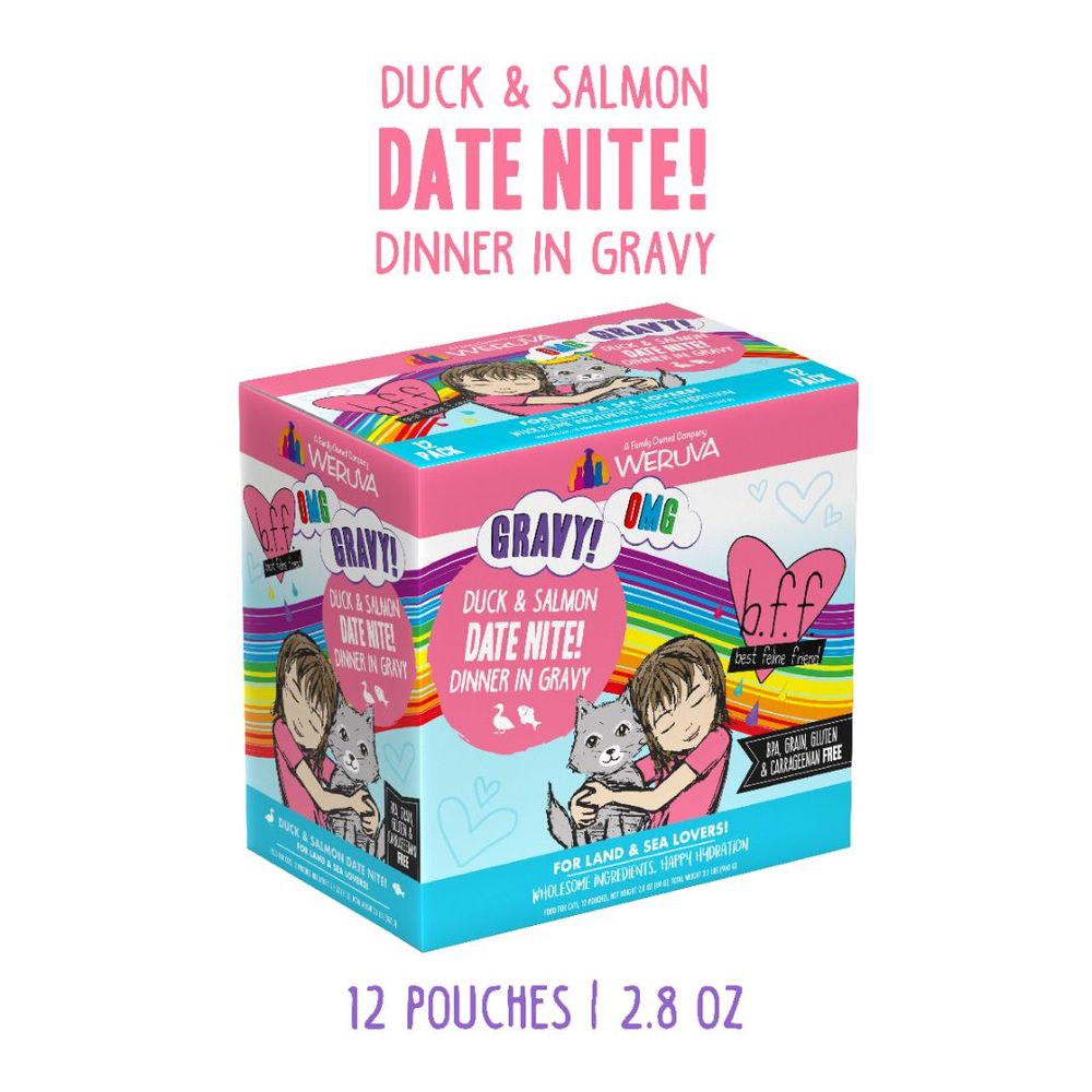 Weruva (Case Pack) - BFF OMG Date Nite! Duck &amp; Salmon Dinner Pouch Cat Food in Gravy 2.8oz / Box of 12